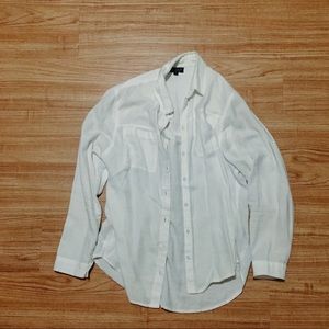 Topshop White Linen Button Down Shirt